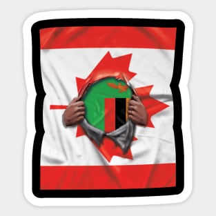 Zambia Flag Canadian Flag Ripped - Gift for Zambian From Zambia Sticker